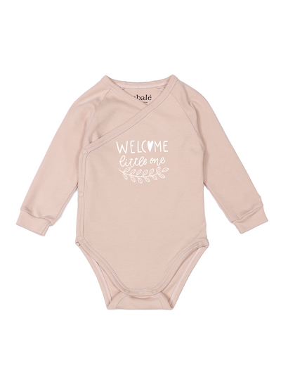 Wickelbody Olive Welcome litte one Bio-Baumwolle Lubalé Organic Cotton